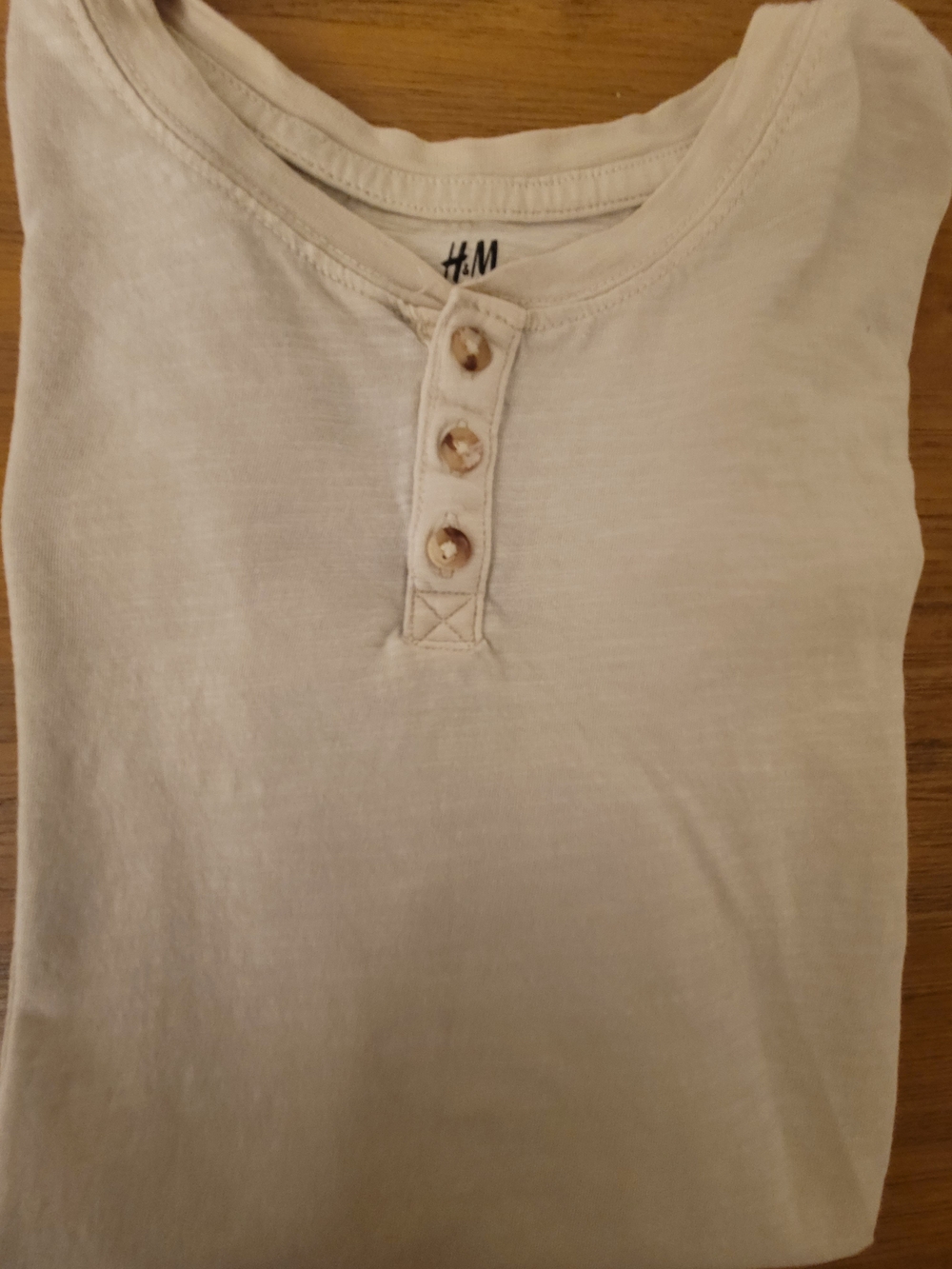 H&M Cream Henley Tee with Button Placket